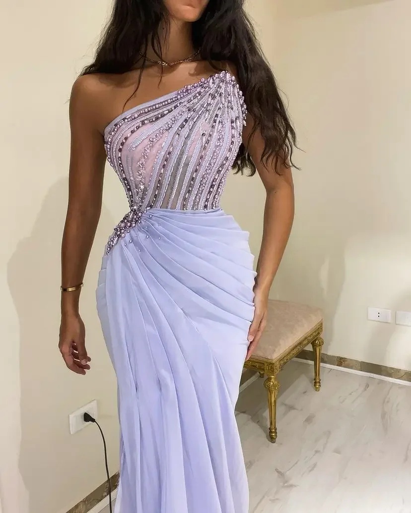 Strapless Sequined Evening Gown with Ruffles & Sweep Train - Customizable Formal Dress for Women