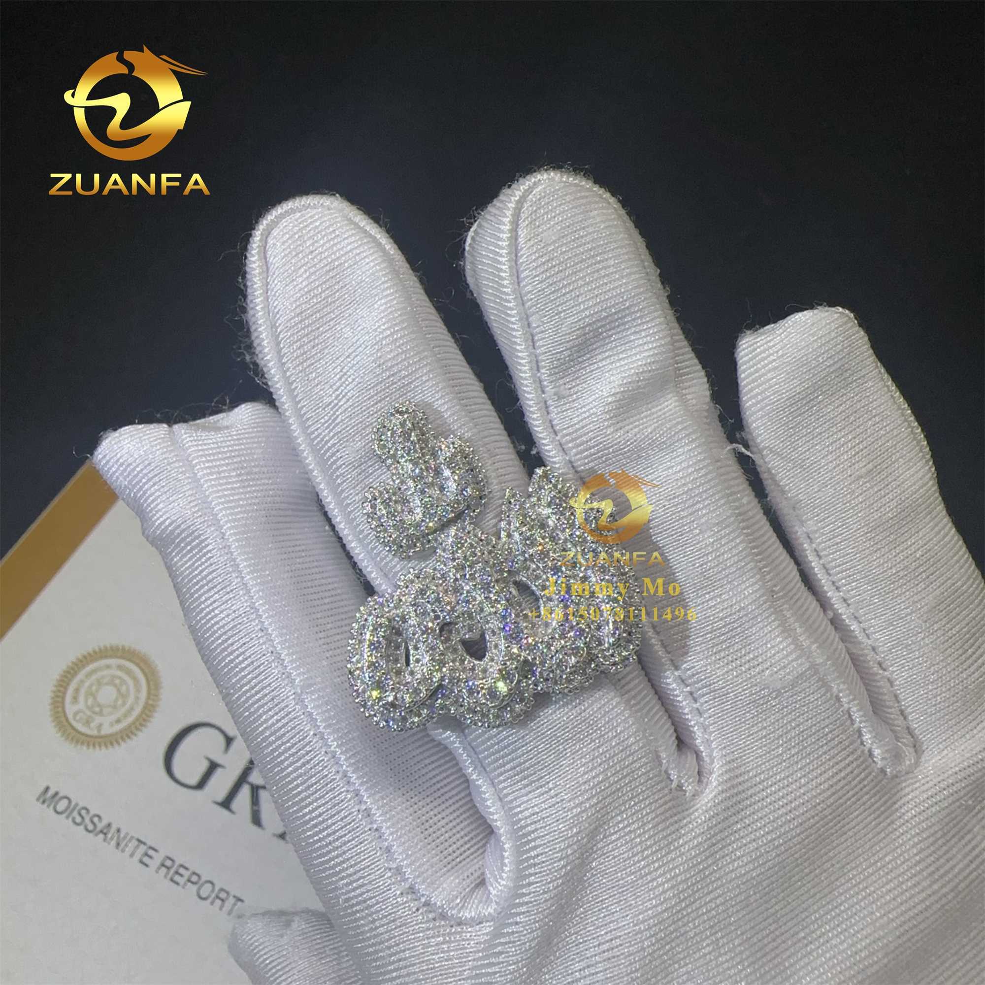 2024 New Design Buss Down GRA Certificates Religious 925 Sterling Silver VVS Moissanite Diamond Hip Hop Iced Out Allah Ring Men