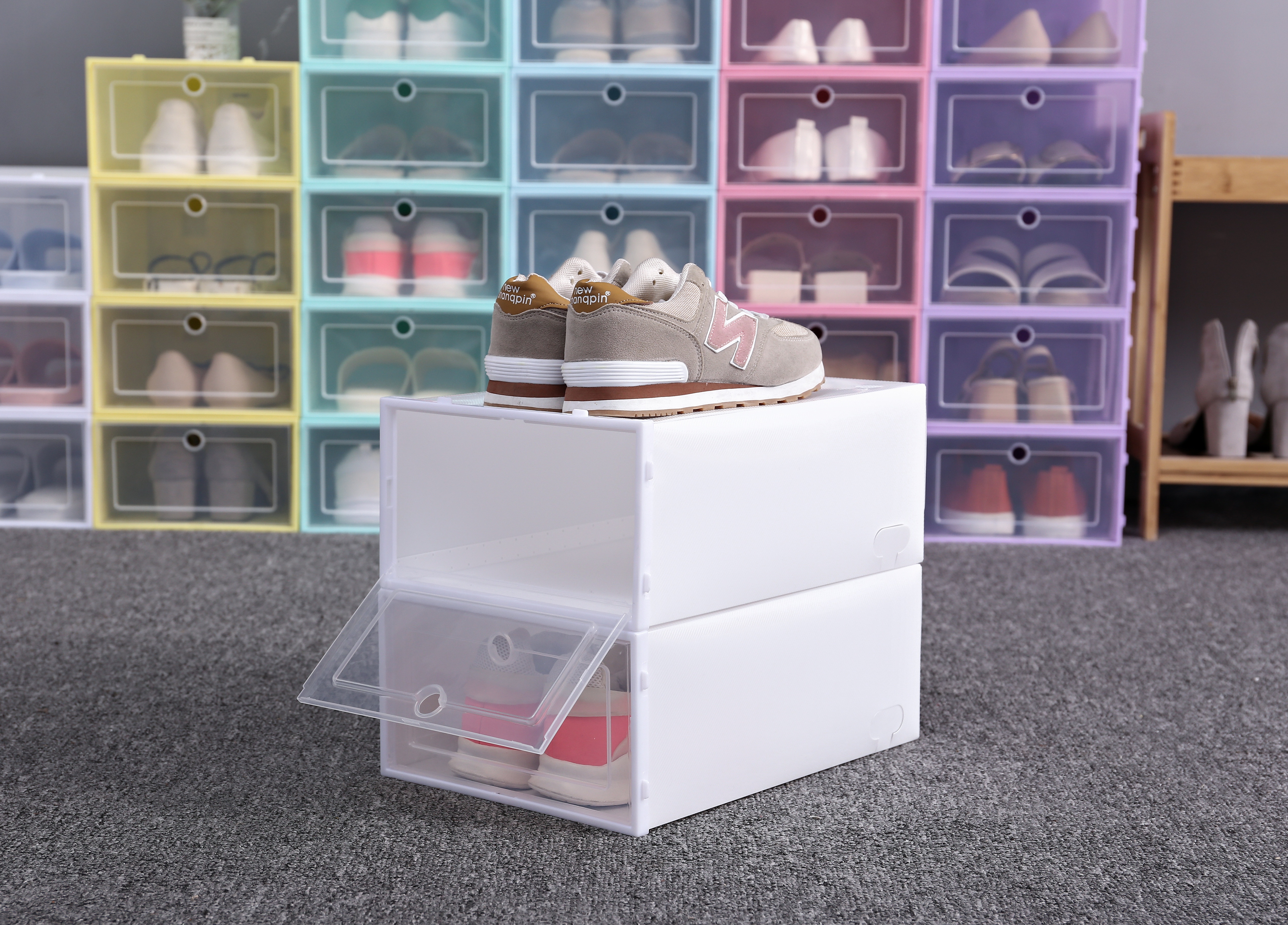 Thick transparent shoe box moisture-proof and dustproof shoe storage box Japanese style shoe box simple plastic drawer style storage