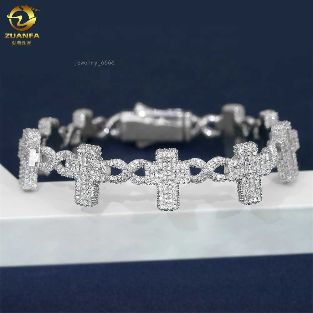 Real 925 Silver Sterling VVS Moissanite Cuban Link Necklace Gold Hip Hop Bracelet Iced Out Diamond Infinity Cross Cuban Bracelet