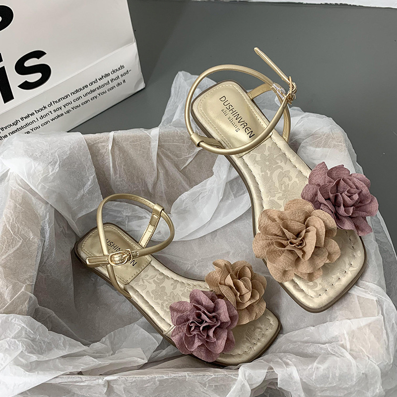 Free shipping flat sandals for womens designer sandals champagne beige green Summer beach slippers size 35-40