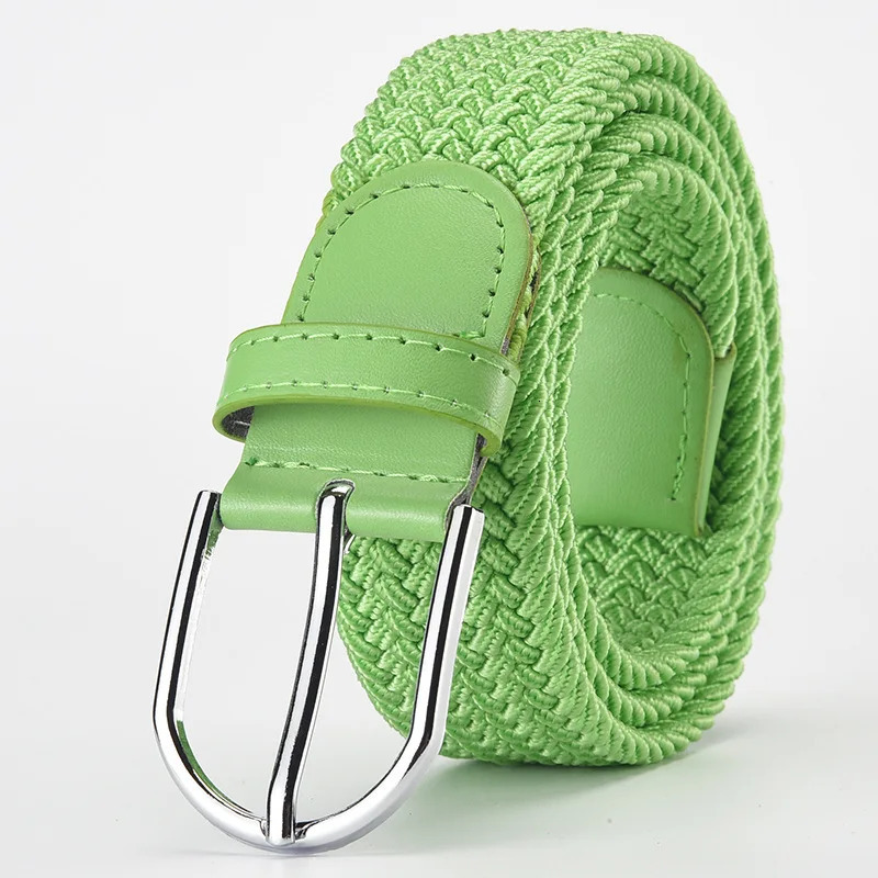 n Men 105cm Belt Purple Pink Green Woven Stretch Casual Buckle Elastic Women Canvas Fashionable Bright 250102