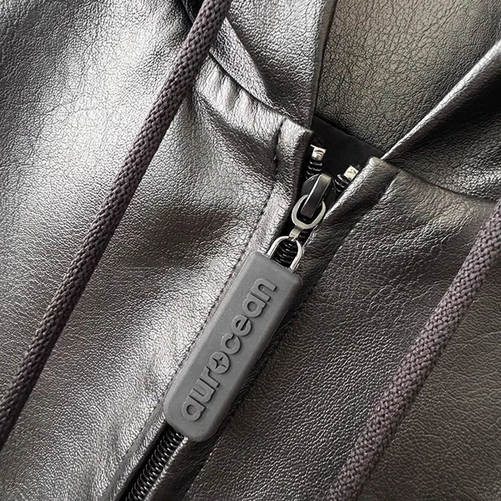 Mens fashion casual Y2k silhouette hooded leather jacket mens autumn and winter smooth windproof motorcycle jacket mens clothing 241230