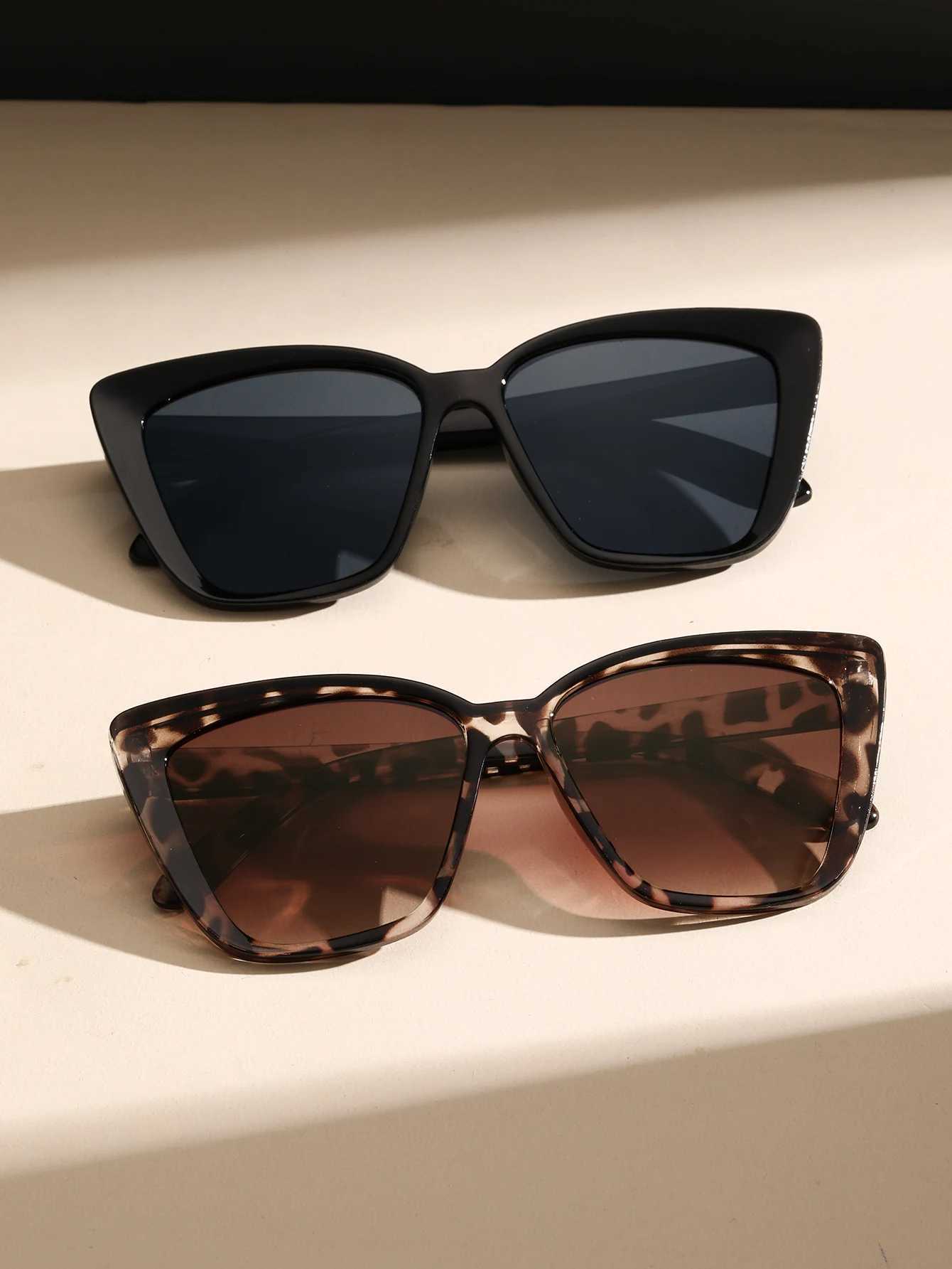 2 PCS Fashionable Oval Plastic Frame Versatile Street Photo Sunglasses For Travel VacationXJ250102