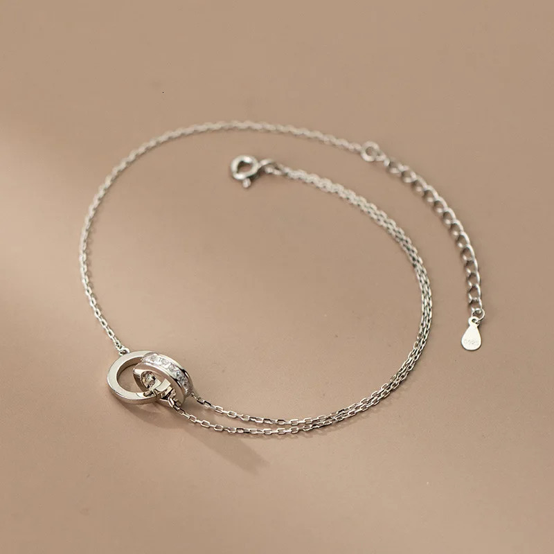 Anklet For Women Girl S925 Sterling Silver Rose Gold Color Steric Zirconia Adjustable Beach Style Foot Ankle Bracelet Jewelry 241231