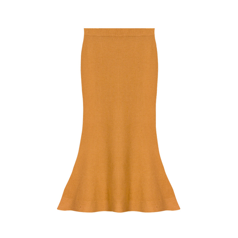 G3190 Mermaid Wool Skirt High Waist Slim Skirt Solid Color Threaded All-match Fishtail Skirt