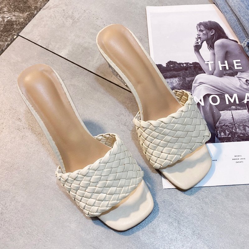 Celebrity Ddmywed Internet Woven Open Toed Half Slippers Summer Wear With Exposed Toes Fashionable And Comfortable Ins Women S Shoes Chinese Brand F D