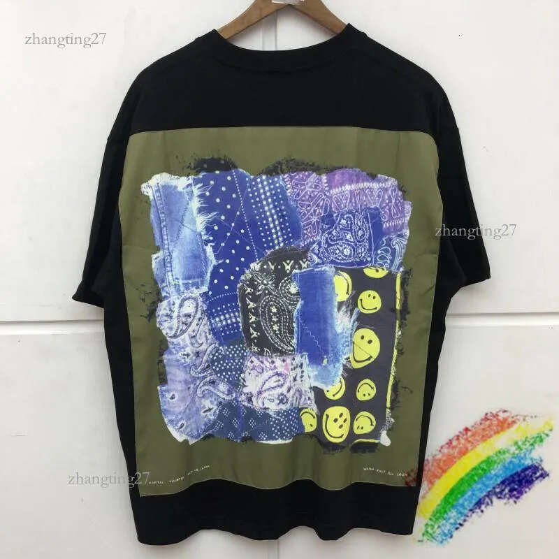 Men's T-Shirts High Quality KAPITAL T-shirt Men Women Back Double Diamond Graphic MAN Tee Tops Slightly Oversize