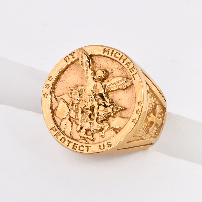 Hip Hop New Exorcism Ring Titanium Steel Casting Gold Plated Mens Jewelry