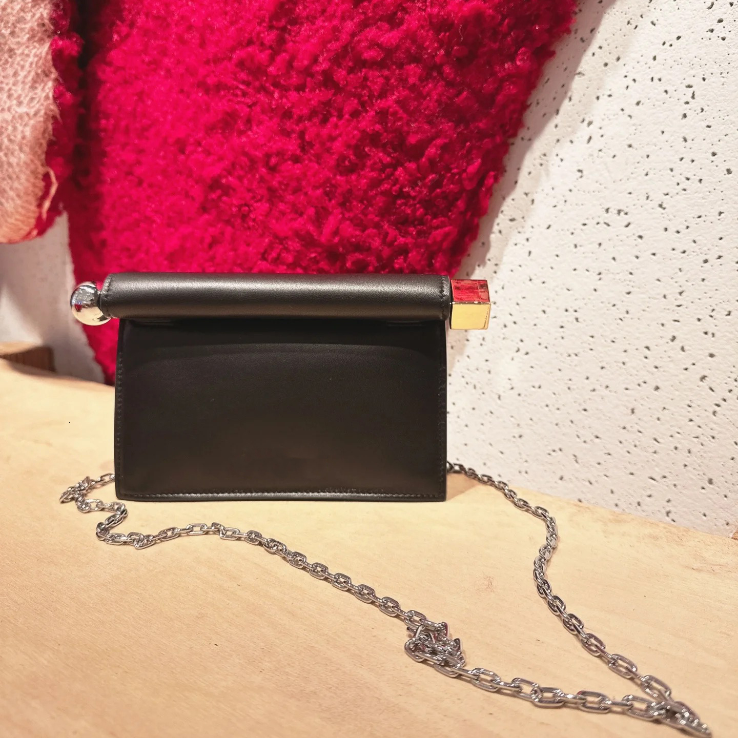 Sheepskin Rolled Edge Folding Women 2025 High Quality Chain Shoulder Crossbody Genuine Leather Evening Clutch Bag