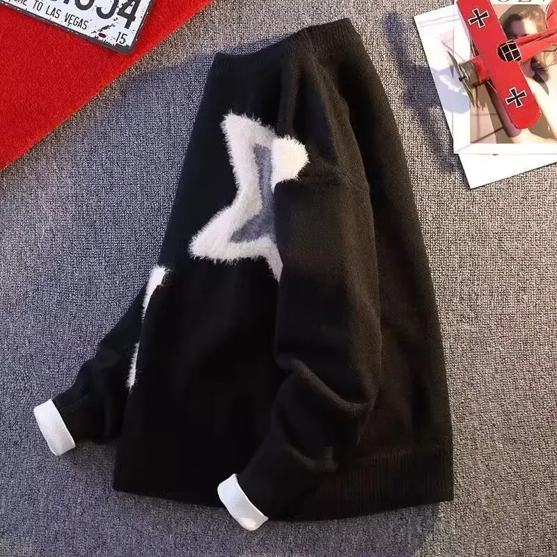 Sweater Mens Fashion Thick Warm Knitted Jumper Sweaters 2024 Fall Winter Korean Fashion Harajuku Men Printed Pullovers 241231