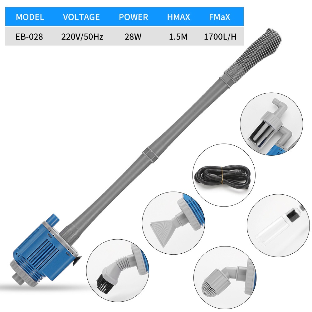 Aquarium Gravel Cleaner - Electric Automatic Removable Vacuum Water Changer Sand Algae Cleaner Filter Changer 28W