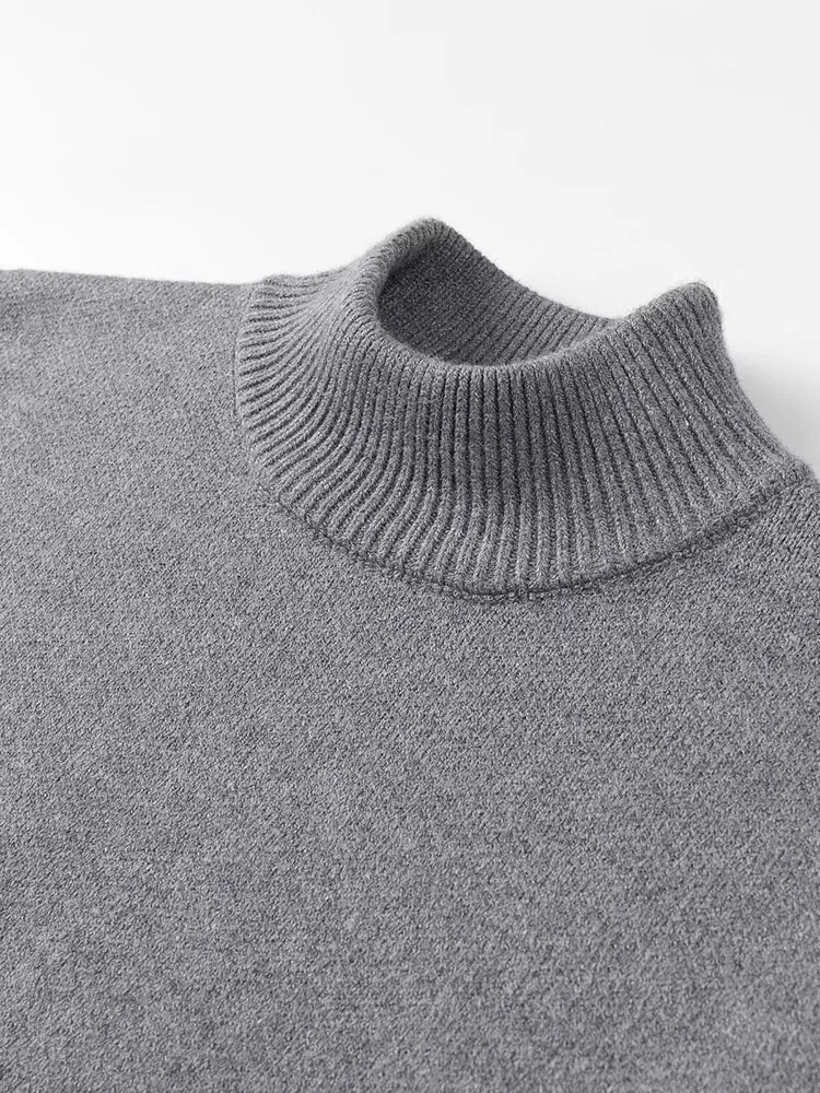 DEAT Fashion Womens Kitted Pullovers Stand Collar Loose Gray Patchwork Tassel Sweater Autumn2024 3WM1571 241231