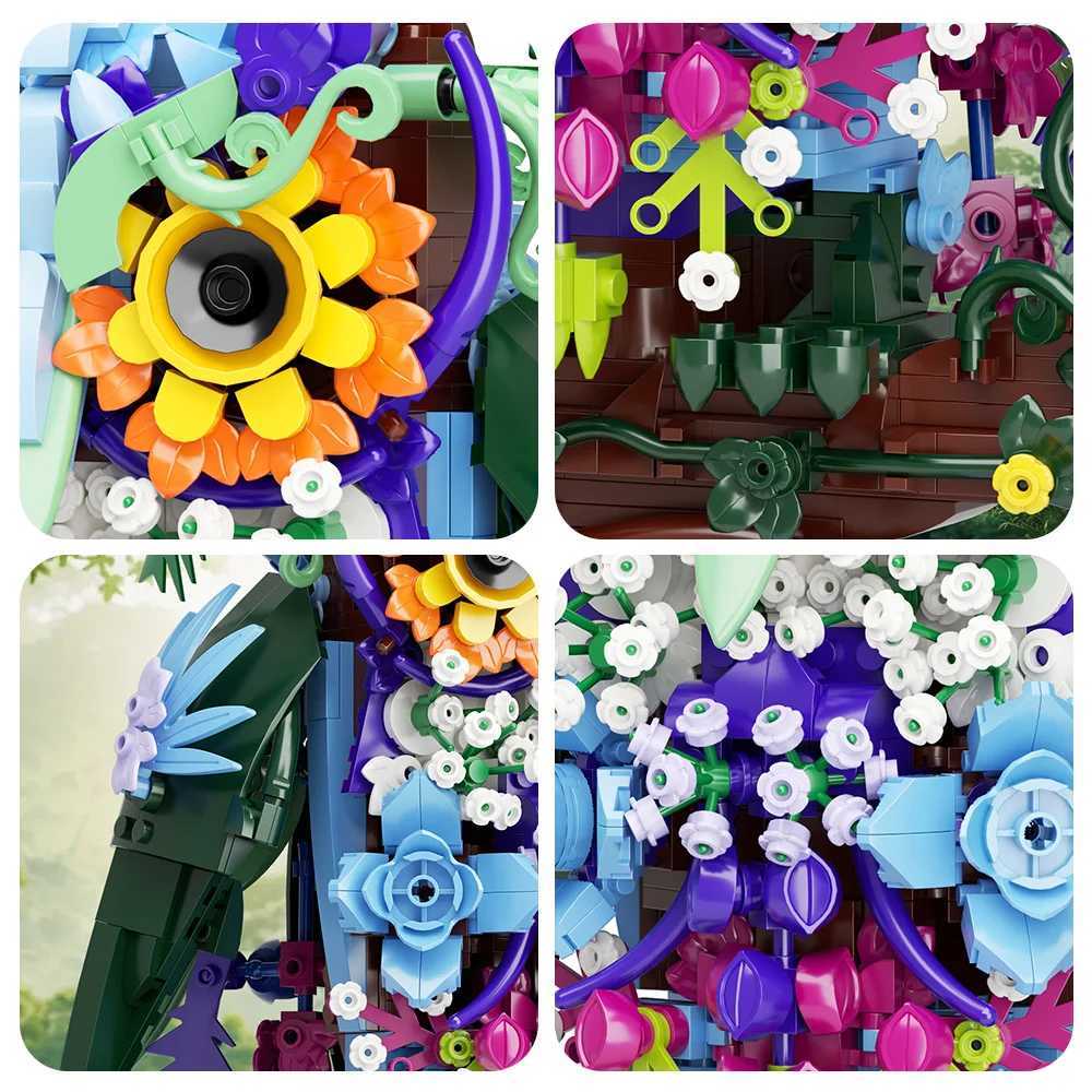 1241 Owl Animal Flower Building Toy Set MOC Flower Collection Model Home Decoration Office Art Halloween Christmas Gift W250102