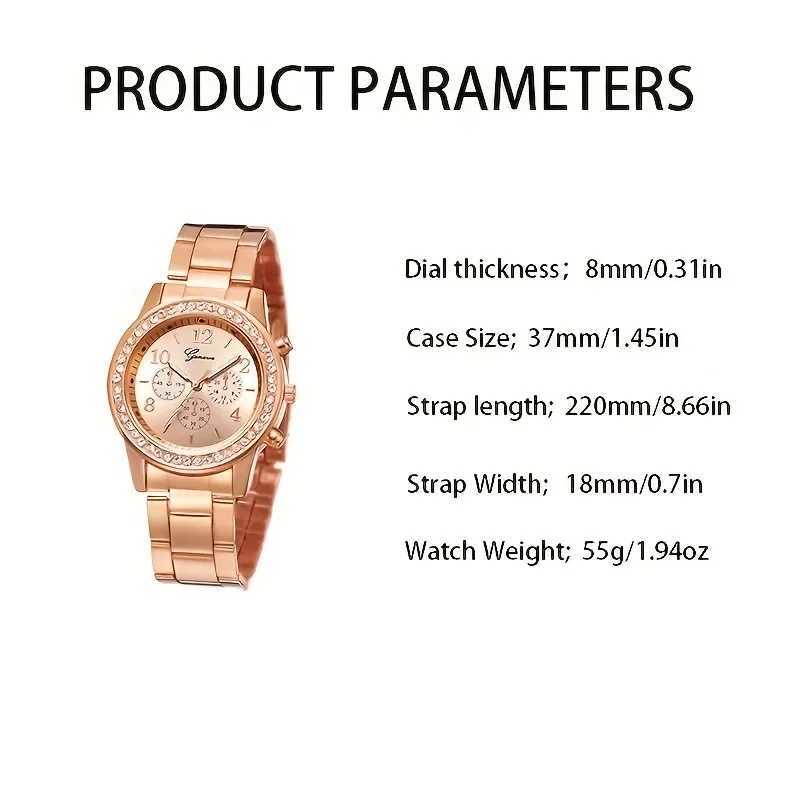 6-piece rose gold luxury womens ring necklace earrings rhinestones fashionable wrist casual womens braceletXJ250304