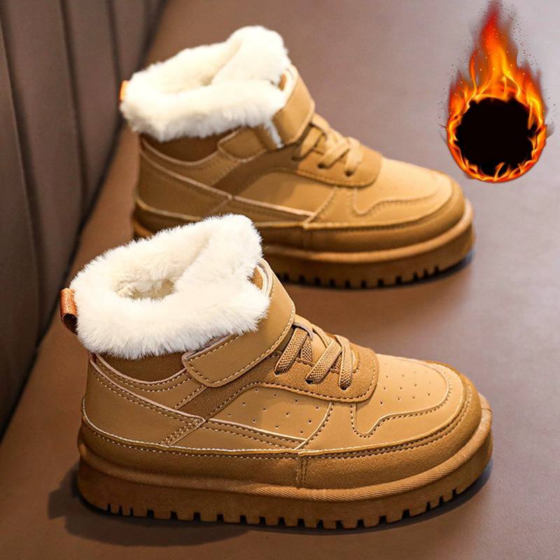 Children Warm Boots Boys Girls Winter Snow Boots with Fur Kidsnest Kids Snow Boots Children Soft Bottom Shoes Sizes US11C-US6Y