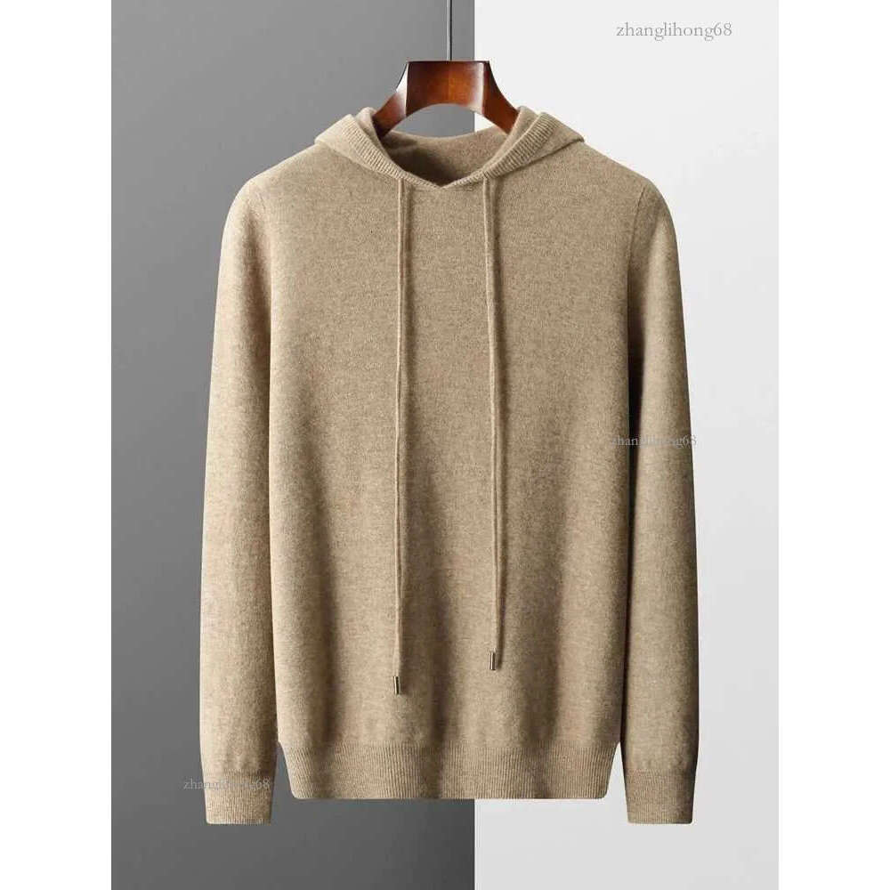 New Autumn Winter Mens Cashmere Hoodie Sweater 100% Merino Wool Hooded Pullover Large Size Knitwear Quality Soft Casual JumpersX240911