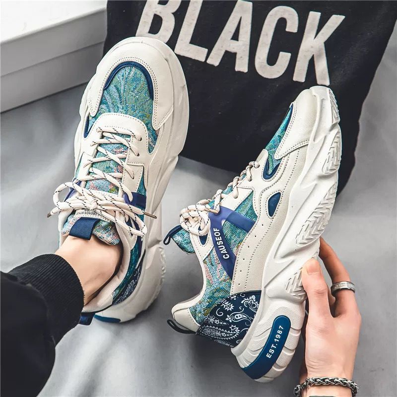Spring and autumn men's shoes new breathable shoes men's sports shoes Korean version of the trend all match small white thick sole leisure d