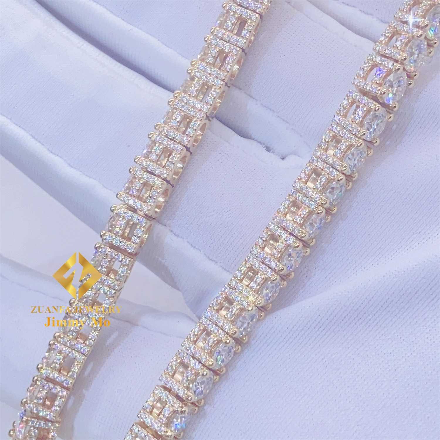 Customized 10k Real Yellow Gold Iced Out Jewelry Hip Hop Chain GRA Certificates 4MM VVS Moissanite Cluster Tennis Chain Necklace