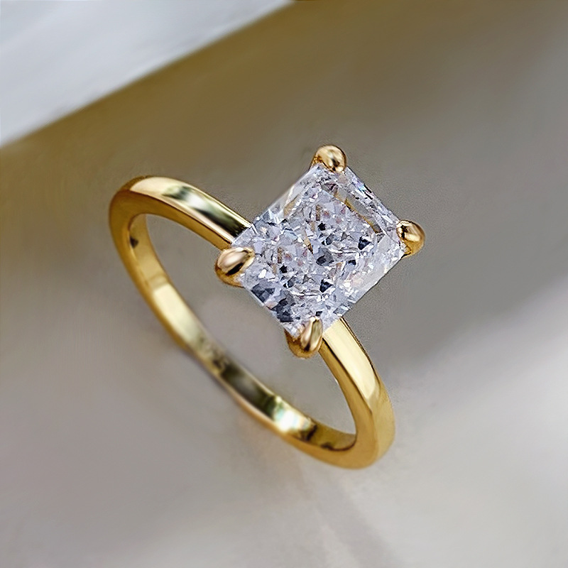 2025 Handmade Elegant Wedding Rings Lady Fine Jewelry Real 100% 925 Sterlig Silver Solitaire Radiant Cut White Moissanite Diamond Women Engagement Ban