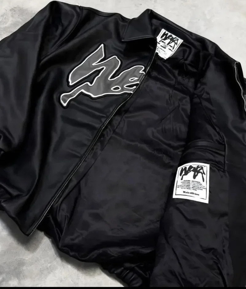 American Fashion Letter Embroidered Leather Jacket Womens Y2K Harajuku Retro Hip Hop Trend Casual Baseball Uniform Jacket 241230