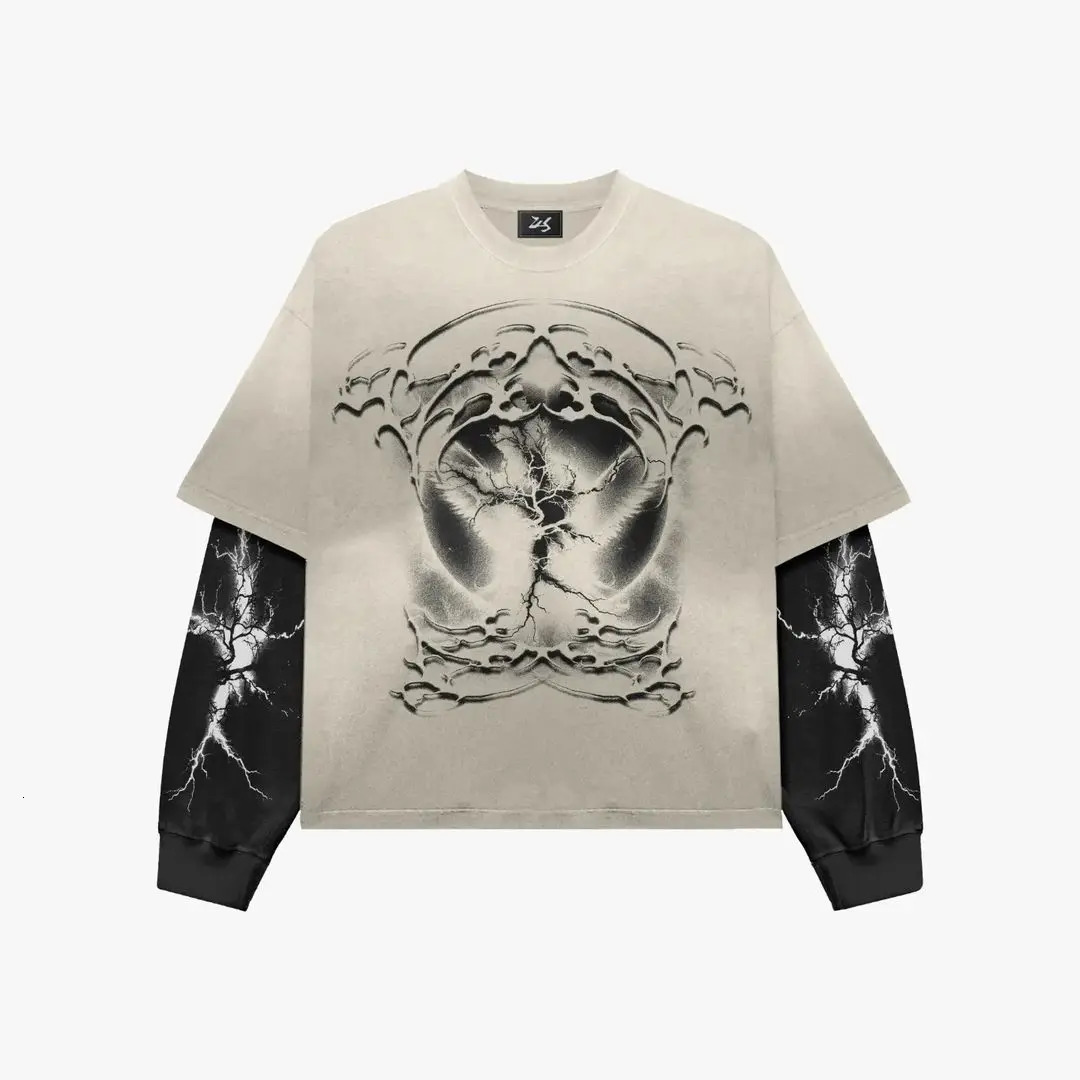 streetwear hip-hop retro printed casual long sleeved shirt for women Y2K Harajuku fashion versatile top for men and women 241231