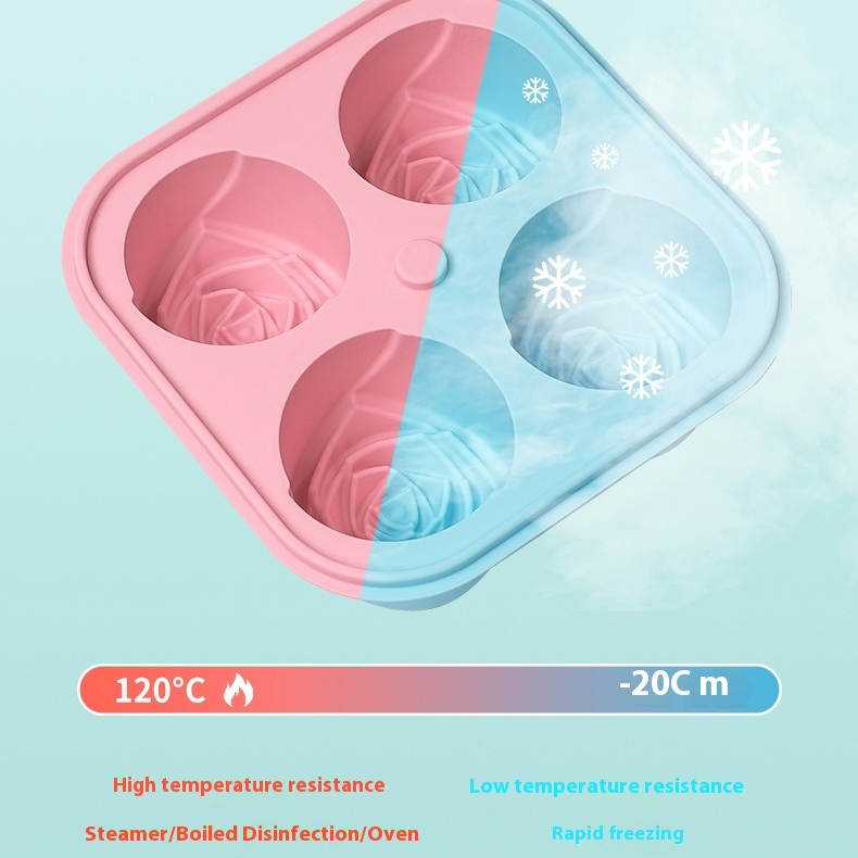 Rose Ice Cube Mold Silicone Ice Compartment Food Grade Large Whiskey Large Capacity Home Ice Maker Molds