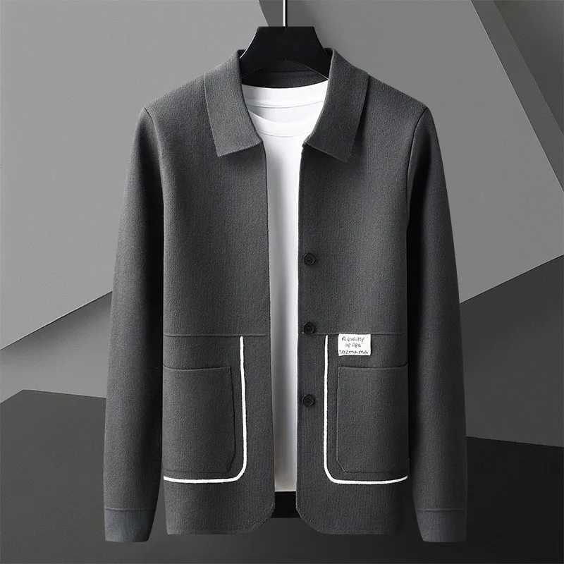 High Quality Autumn/Winter High end Fashion Mens Knitted Coat Designer New Youth Simple Boutique Casual Solid Color Sweater Cardigan T250102