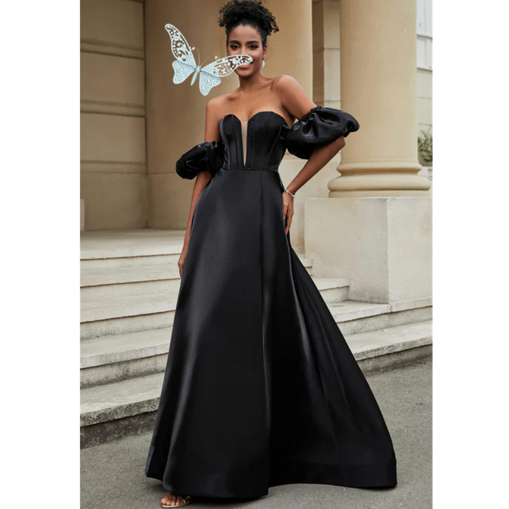 Plus Size Black Prom Dresses Special Occasions Sexy Side Split Formal Evening Gowns Second Reception Dress Engagement Gown Vestido De Novia