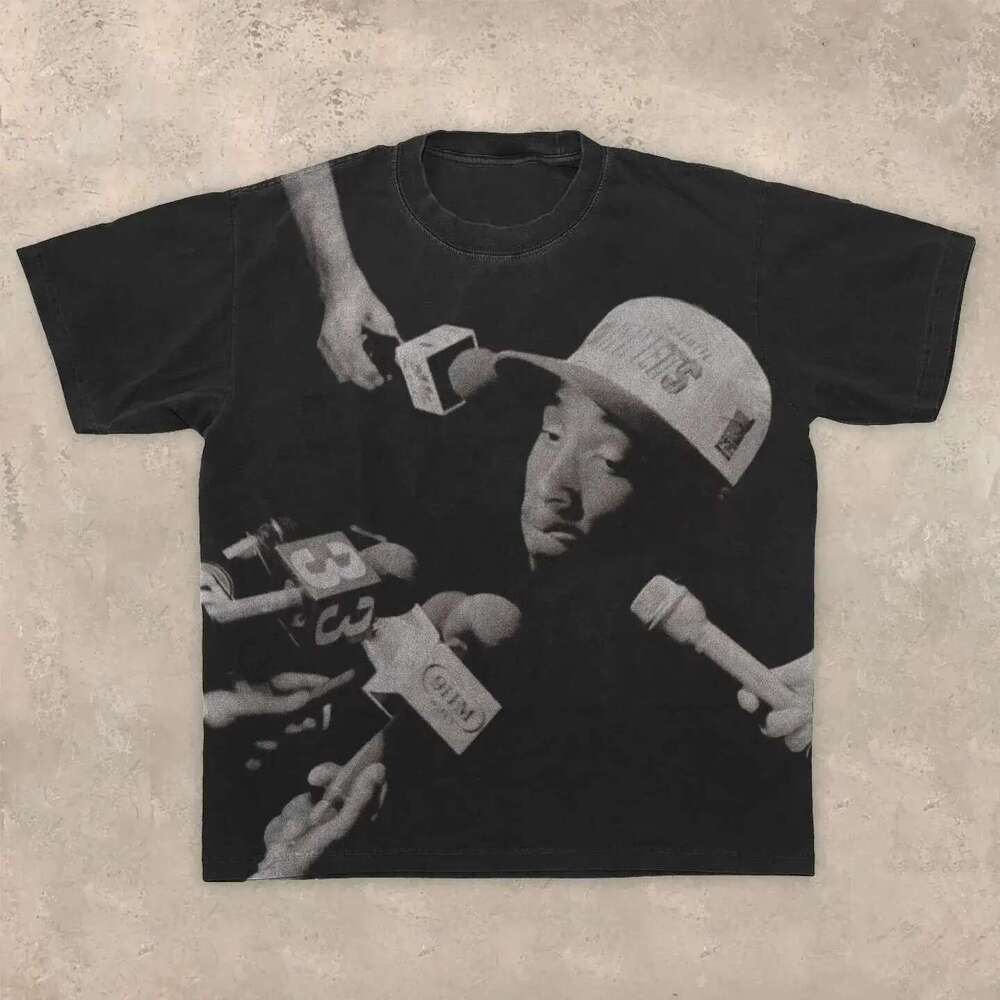Rick American Hip Hop Pattern Printed T-shirt, Retro Gothic T-shirt, Y2K Neutral Top, Casual Fashion, Harajuku