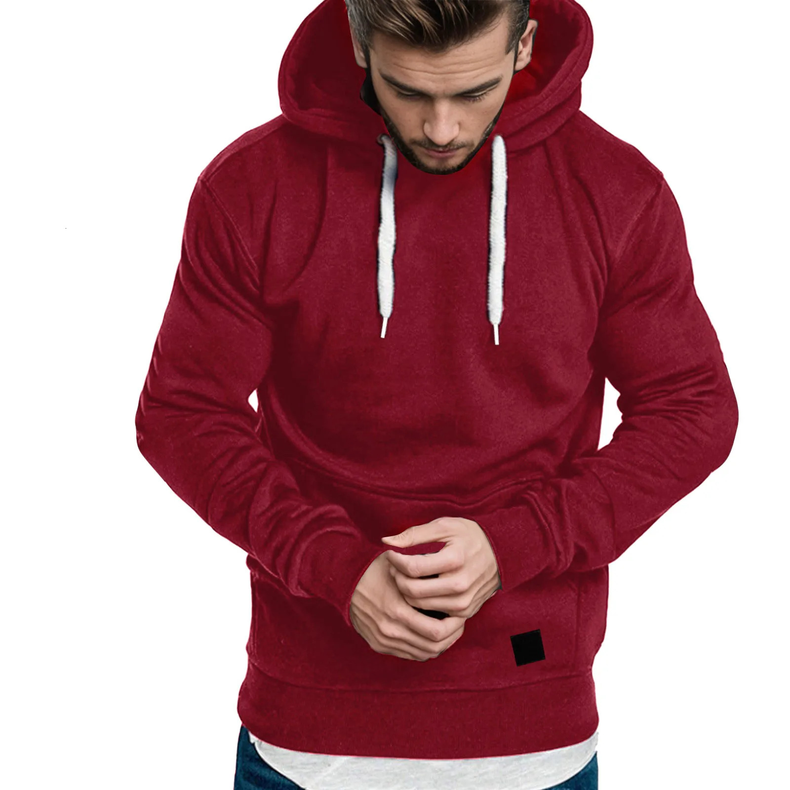 Mens Casual Patchwork Colour Simple Hooded Sweatshirt Mens Winter Warm Comfortable Fashion Sweatshirt Jacket 250102