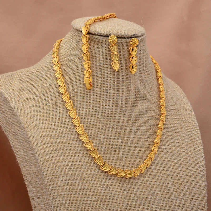 Ethiopian Gold Color Jewelry Sets for Women Men Trendy African Arabian Charm Party Wedding Jewelry Sets Gift 250102