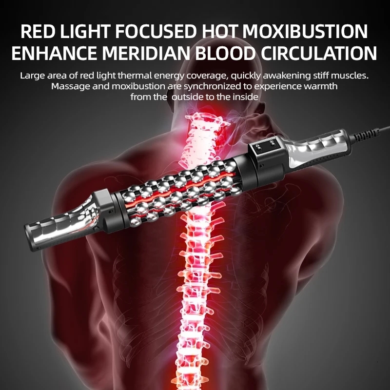 Relaxed Red Light Heated Device 360 Rotating Inner Ball Muscle Relaxation Massage Roller For Whole Body Anti Cellulite