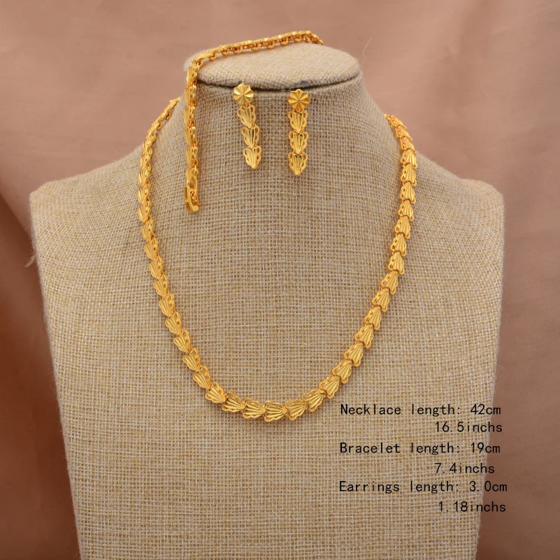 Ethiopian Gold Color Jewelry Sets for Women Men Trendy African Arabian Charm Party Wedding Jewelry Sets Gift 250102