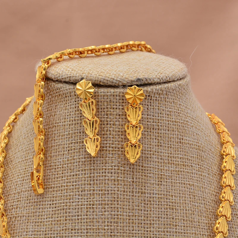 Ethiopian Gold Color Jewelry Sets for Women Men Trendy African Arabian Charm Party Wedding Jewelry Sets Gift 250102