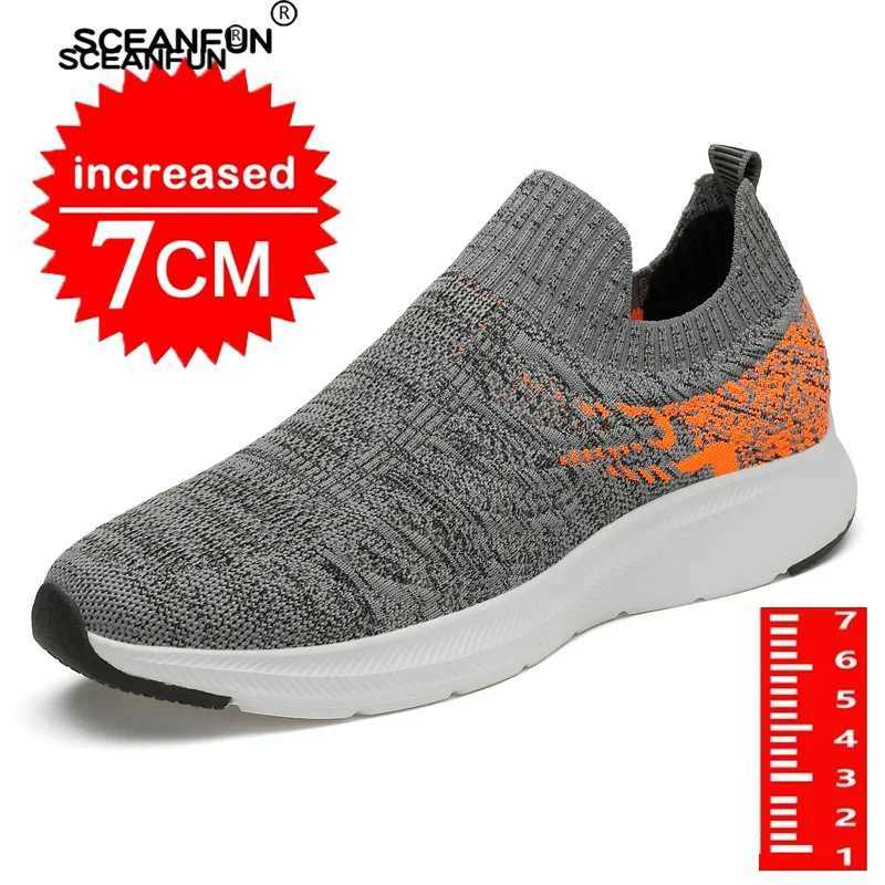 Lift Man Sneakers Summer Elevator Shoes Height Increase Shoes for Men Mesh Light Breathable 7CM Slip-on Casual HeighteningC241231