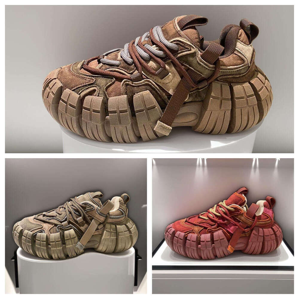 Luxury Designer shoes Defender Bouncer low cut sneakers black white Beige Rubber Platform tire tread sole red blue green purple brown