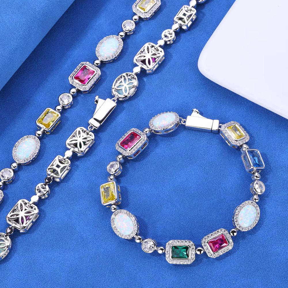ESKEEM Fine Jewelry Sterg Sier Hip Hop VVS Moissanite Colorful Gemstone k Chain Necklace for Men Women Gift