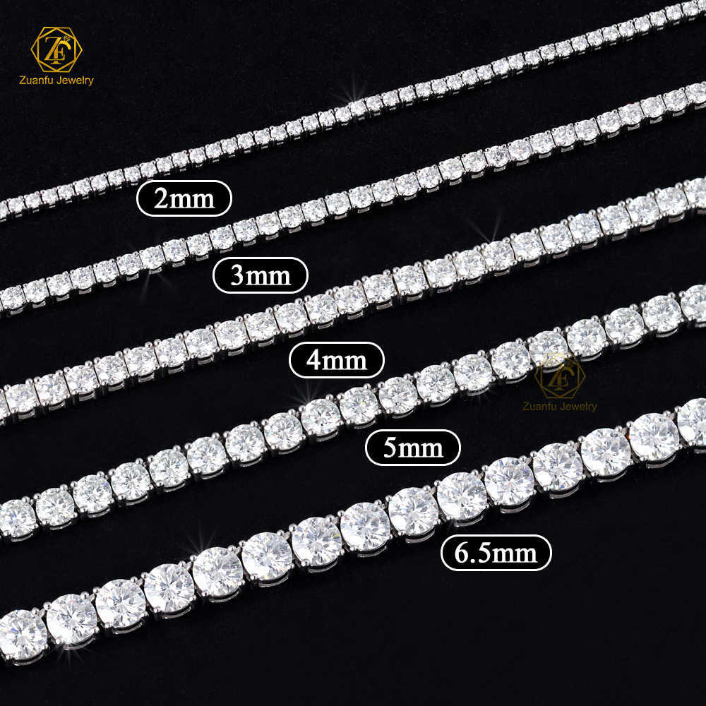 Wholesale Fine Chains Necklace 925 Silver Moissanite Tennis Chain Iced Out 3mm 4mm 5mm VVS Moissanite Tennis Link Chain Jewelry