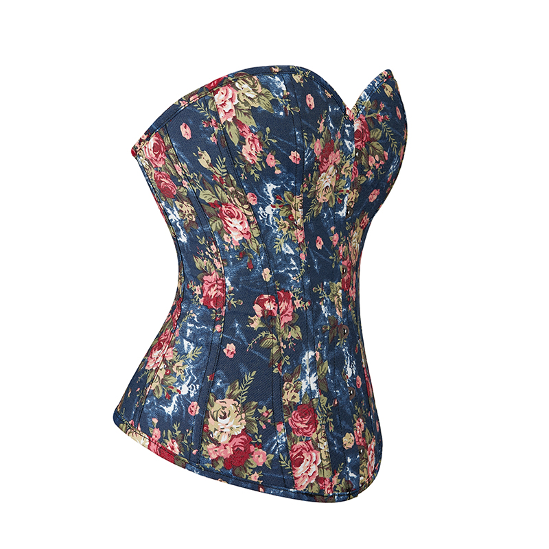 Sexy Lingerie Gothic Corset Steampunk Floral Fantasy Burlesque Denim Corsets Corset