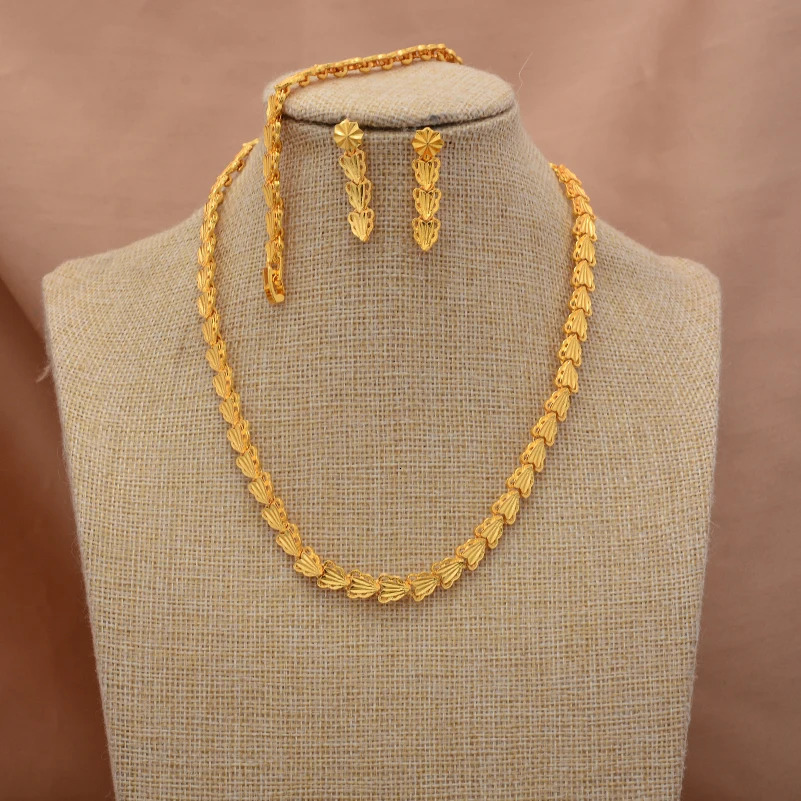 Ethiopian Gold Color Jewelry Sets for Women Men Trendy African Arabian Charm Party Wedding Jewelry Sets Gift 250102