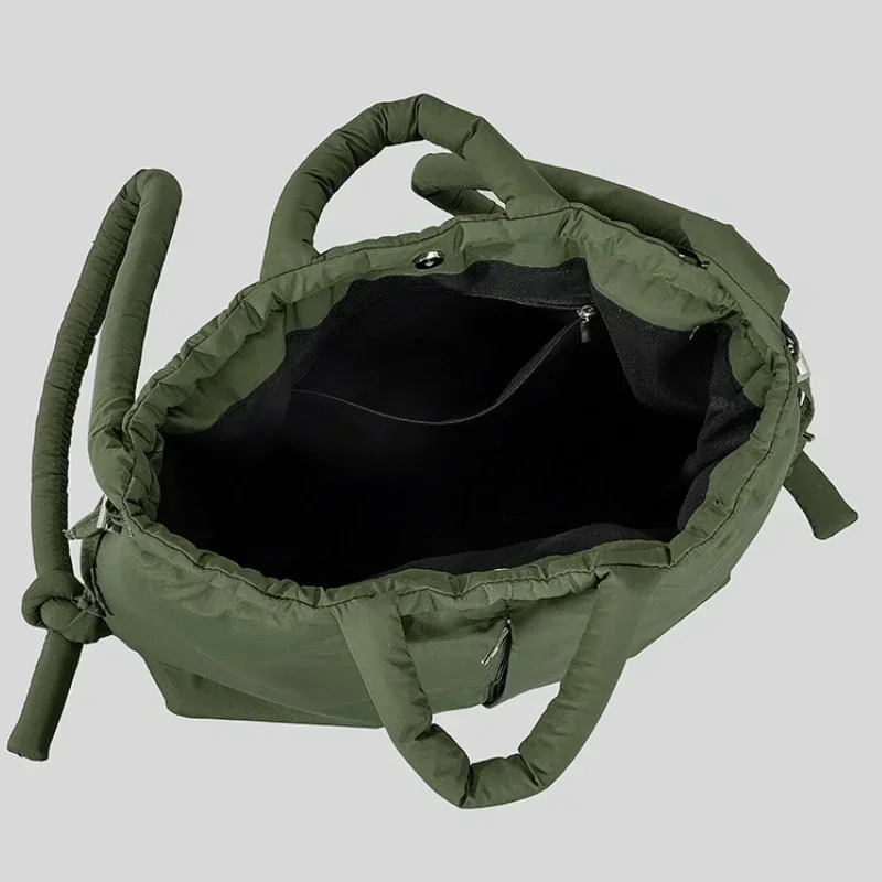 Casual Nylon Padded Tote Bag Soft Puffer Women Shoulder Crossbody Bags Simple Vintage Large Capacity Handbags 250106