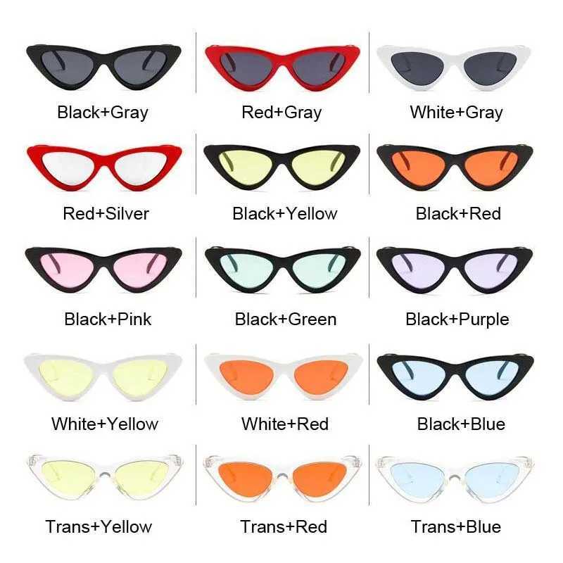 Vintage Cateye Sunglasses Woman Sexy Retro Small Cat Eye Sun Glasses Brand Designer Colorful Eyewear For Female Oculos De SolXJ250102