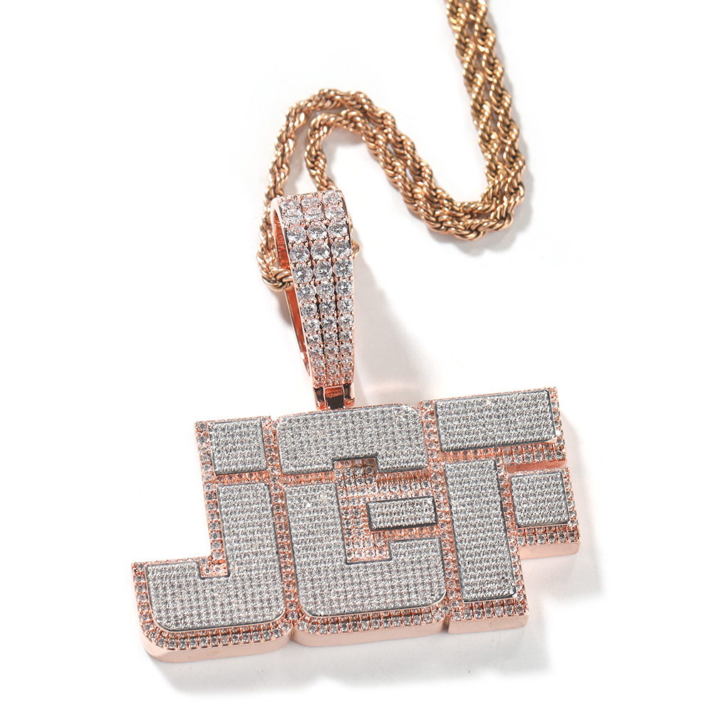 Hip Hop Custom Broken Font A-Z 26 Letters Pendant Necklaces Double Colors TopBling 5A Zircons Jewelry