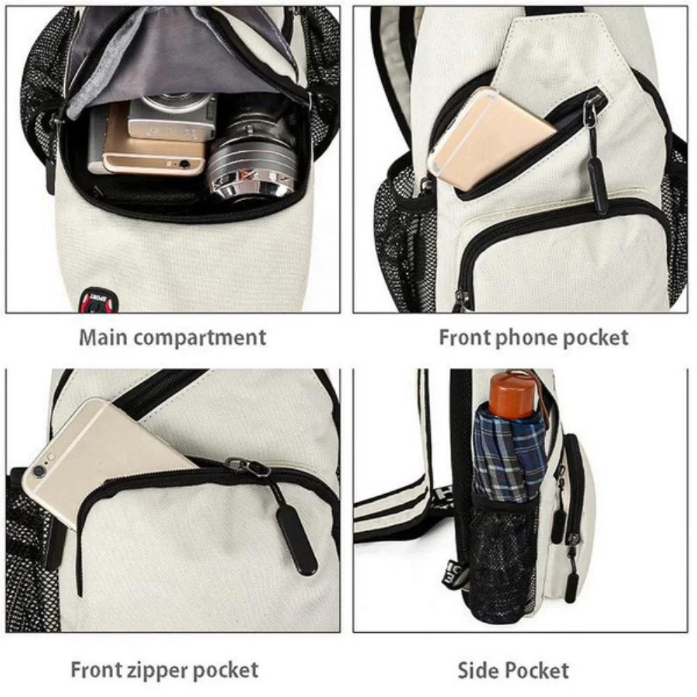 KISMIS Messenger Shoulder Multi-Functional Men's And Women's Chest Bag Travel Backpack With Headphone Hole