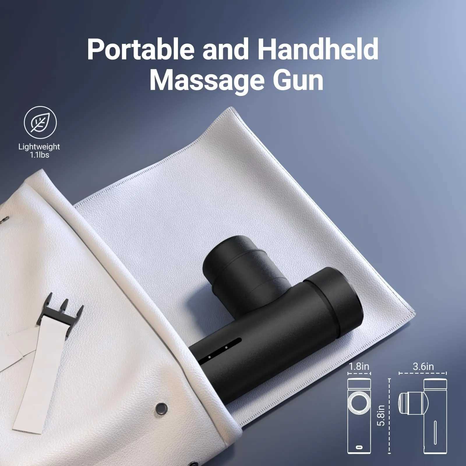 MERACH mini massage gun with 8mm magnification Percussion massage tool with 5 massage heads portable handheld muscle massagerW250102