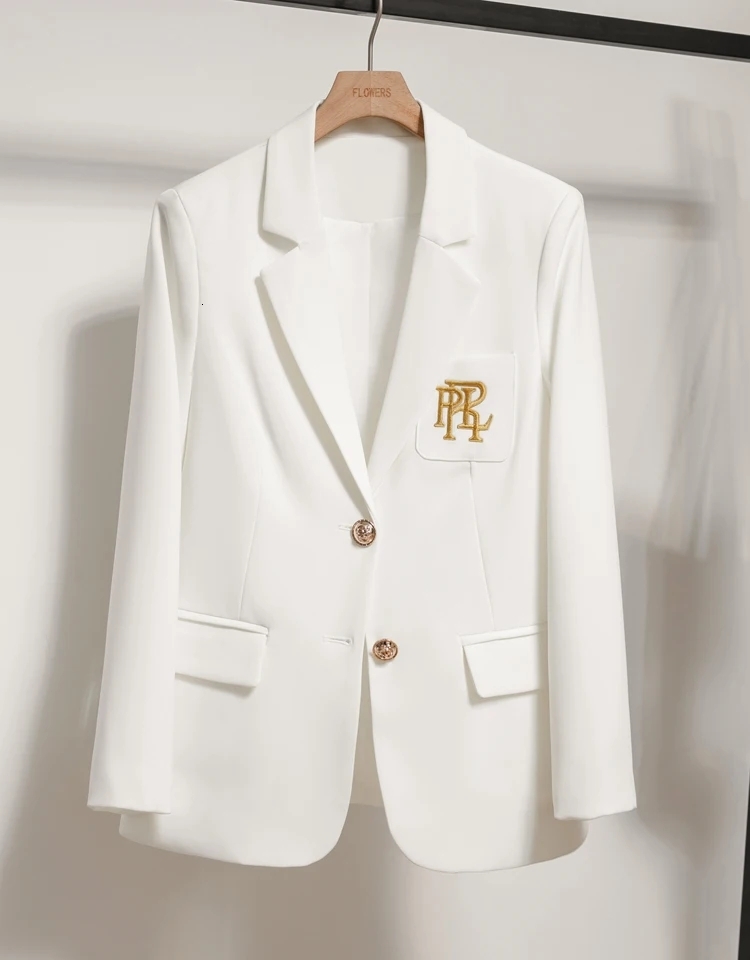 Casual letter embroidered suit jacket for women 2025 new style 2 colors slim fit luxurious daily office college style