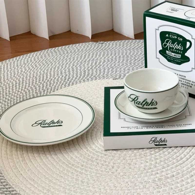 Medieval Green Cafe Ceramic Vintage Afternoon Tea Coffee Cup Dim Sum Plate Table 1 Piece 3 Pieces Dinner Set