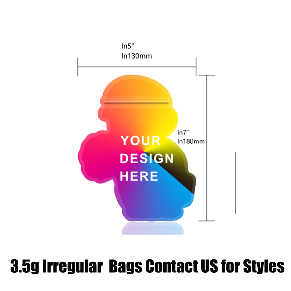 1000+ Styles 1G 3.5G 7G 14G 28G Pound Mylar Bag Plastic Packaging Pouches Soft Touch Smell Proof Special Holographic OEM ODM Irregular Stand Up Zipper