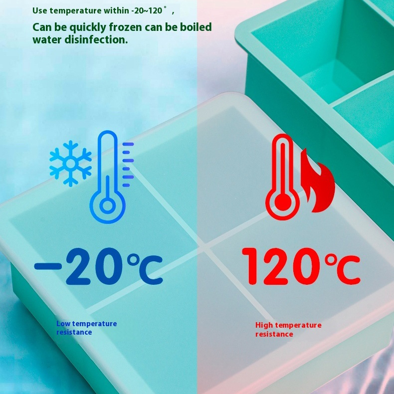 Square Silicone Ice Compartment Silicone Ice Mould Water Filled Porous Single Hole Silicone Ice Mould